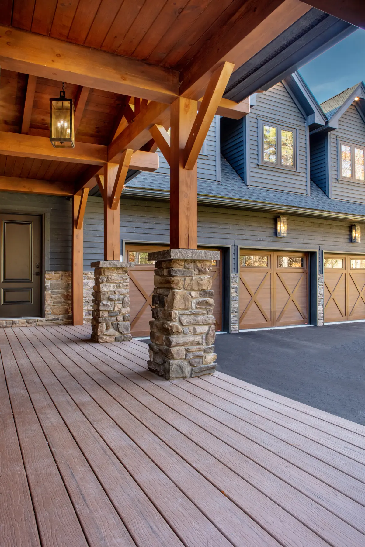 Traditional Lakeside Cottage Lakeside Escape Project Portfolio Porch Garage Normerica Timber Homes