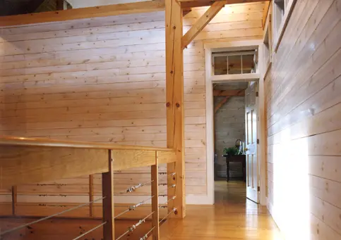 4 Normerica Timber Frames Architects Builders Collaboration Country House Vermont Red Barn Modern Railing Timber