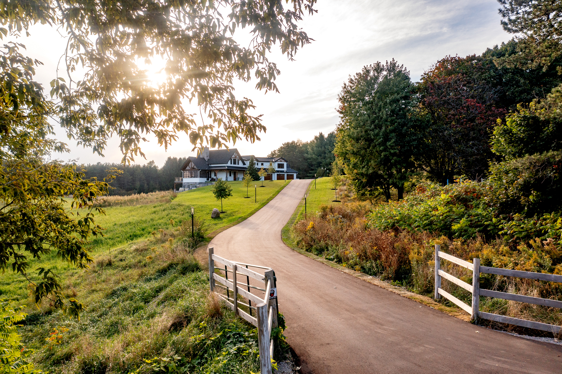 Modern Farmhouse, Exterior, Aerial View Front Driveway Gate, Normerica Timber Homes