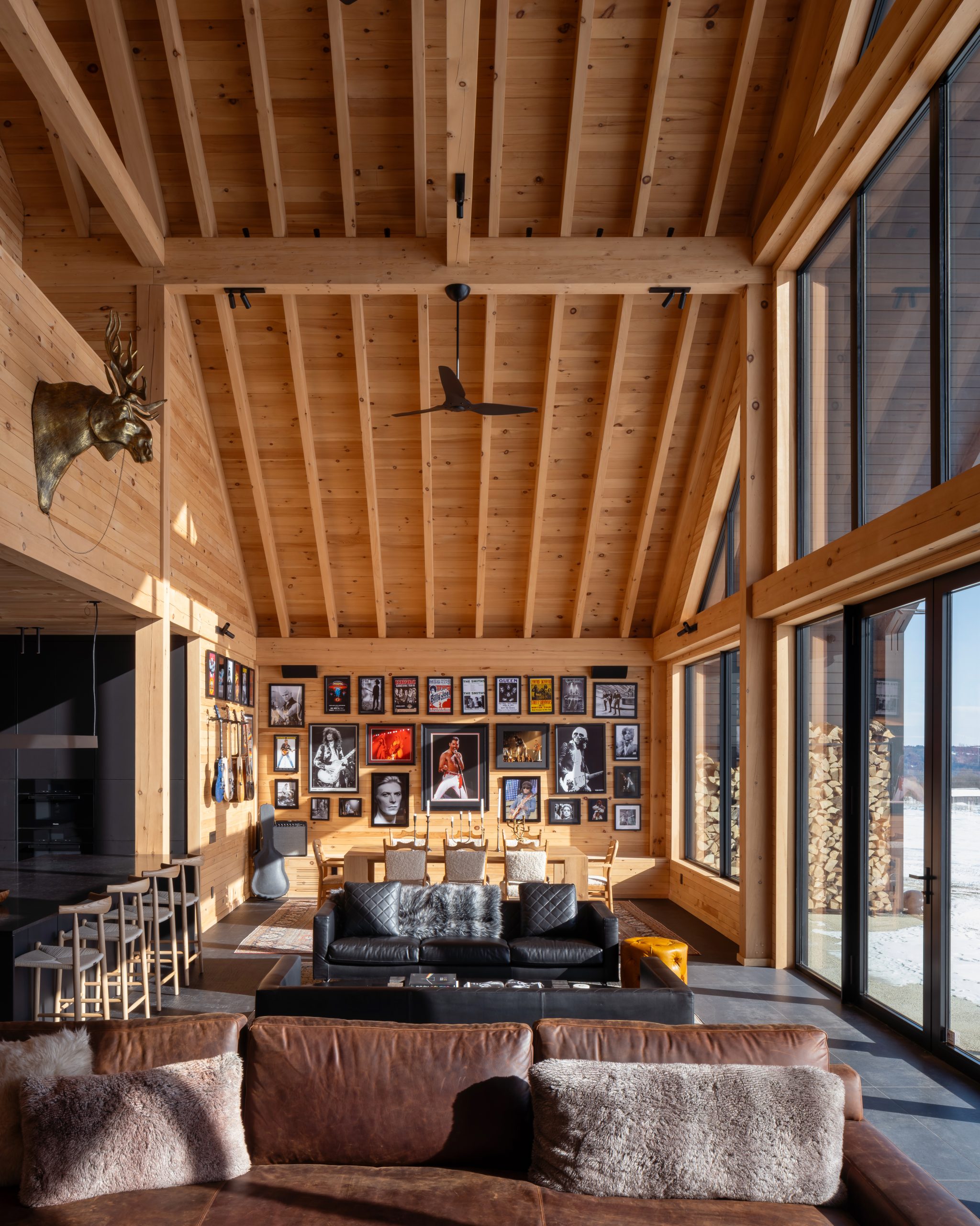 gateway to a rural getaway timber frame gatehouse normerica interior wall rock and roll decor