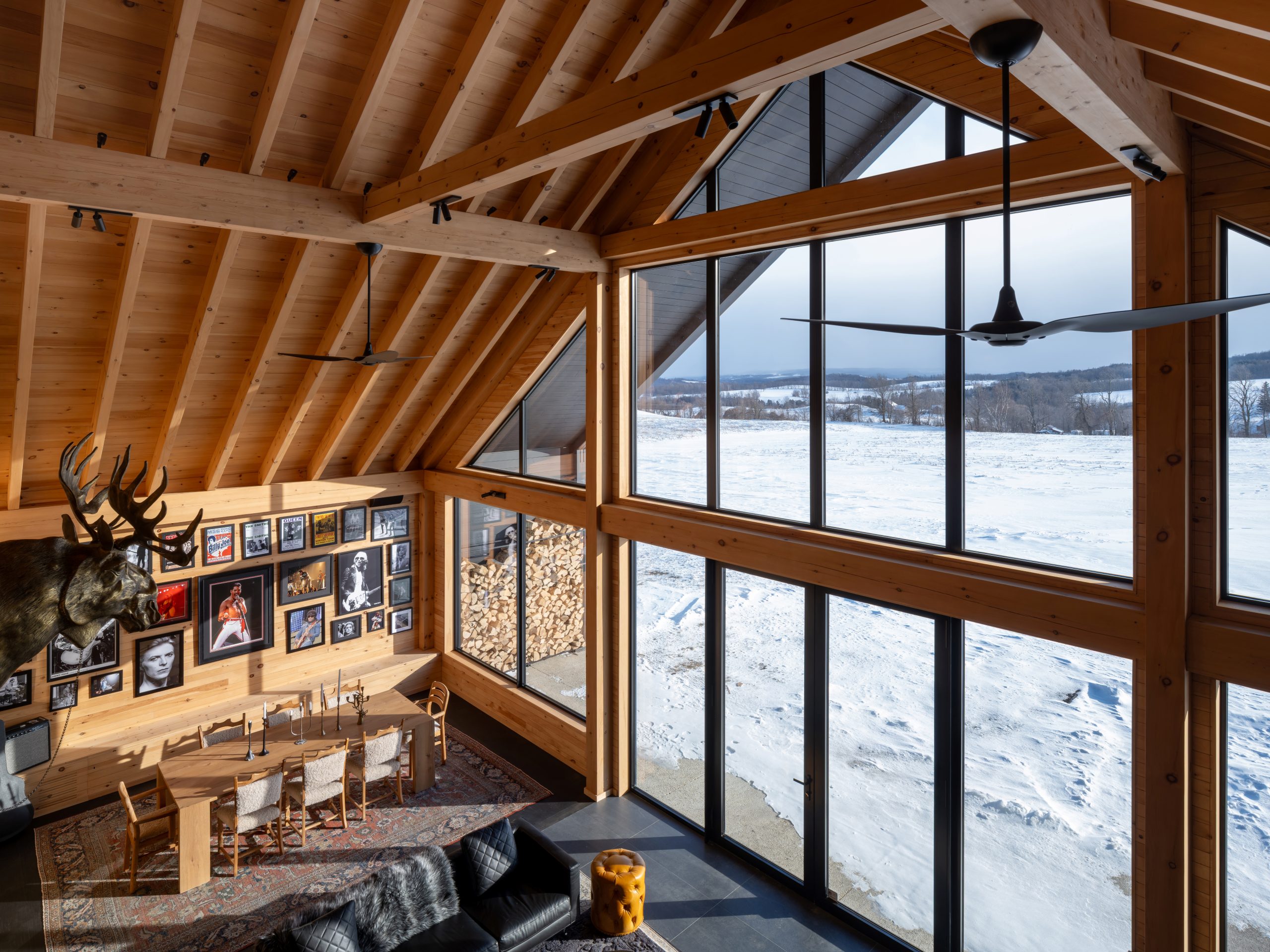 gateway to a rural getaway timber frame gatehouse normerica interior wall window from 2nd floor