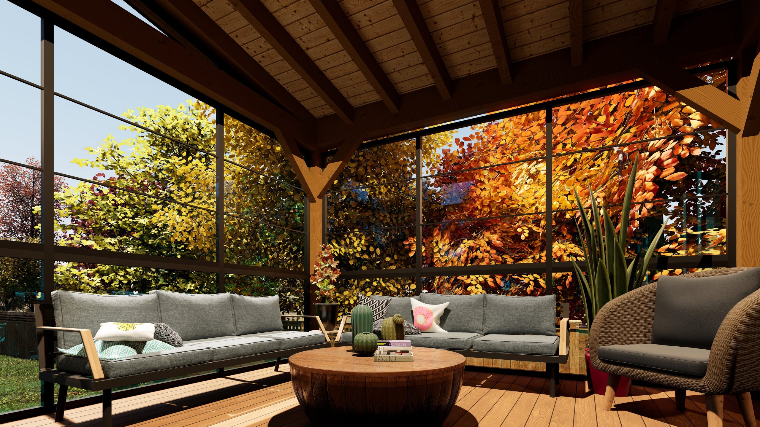 Energy Efficient House Plan The Lakeside 4140 Exterior Muskoka Room Normerica Timber Homes