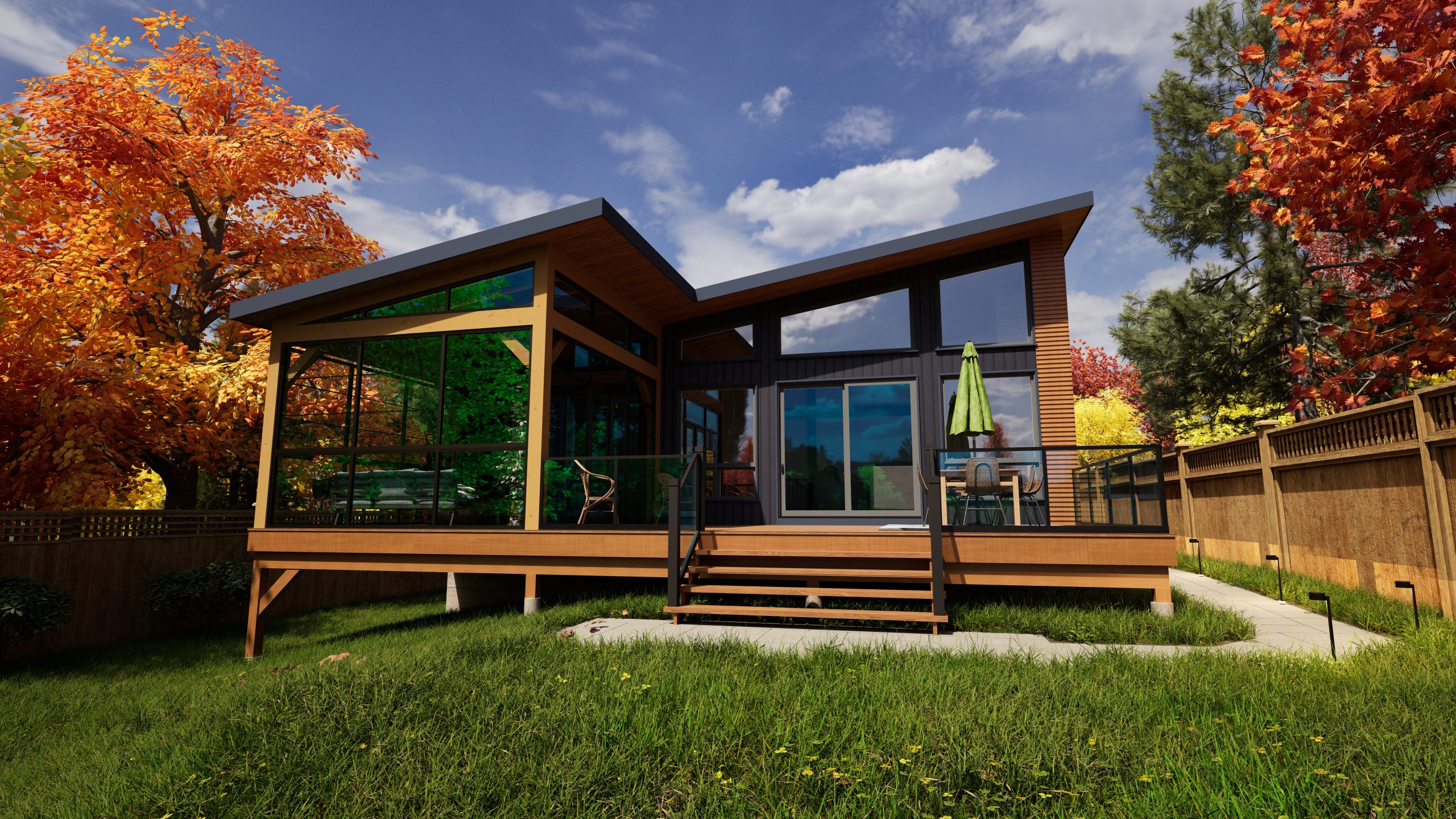 Energy Efficient House Plan The Lakeside 4140 Exterior Rear View Normerica Timber Homes