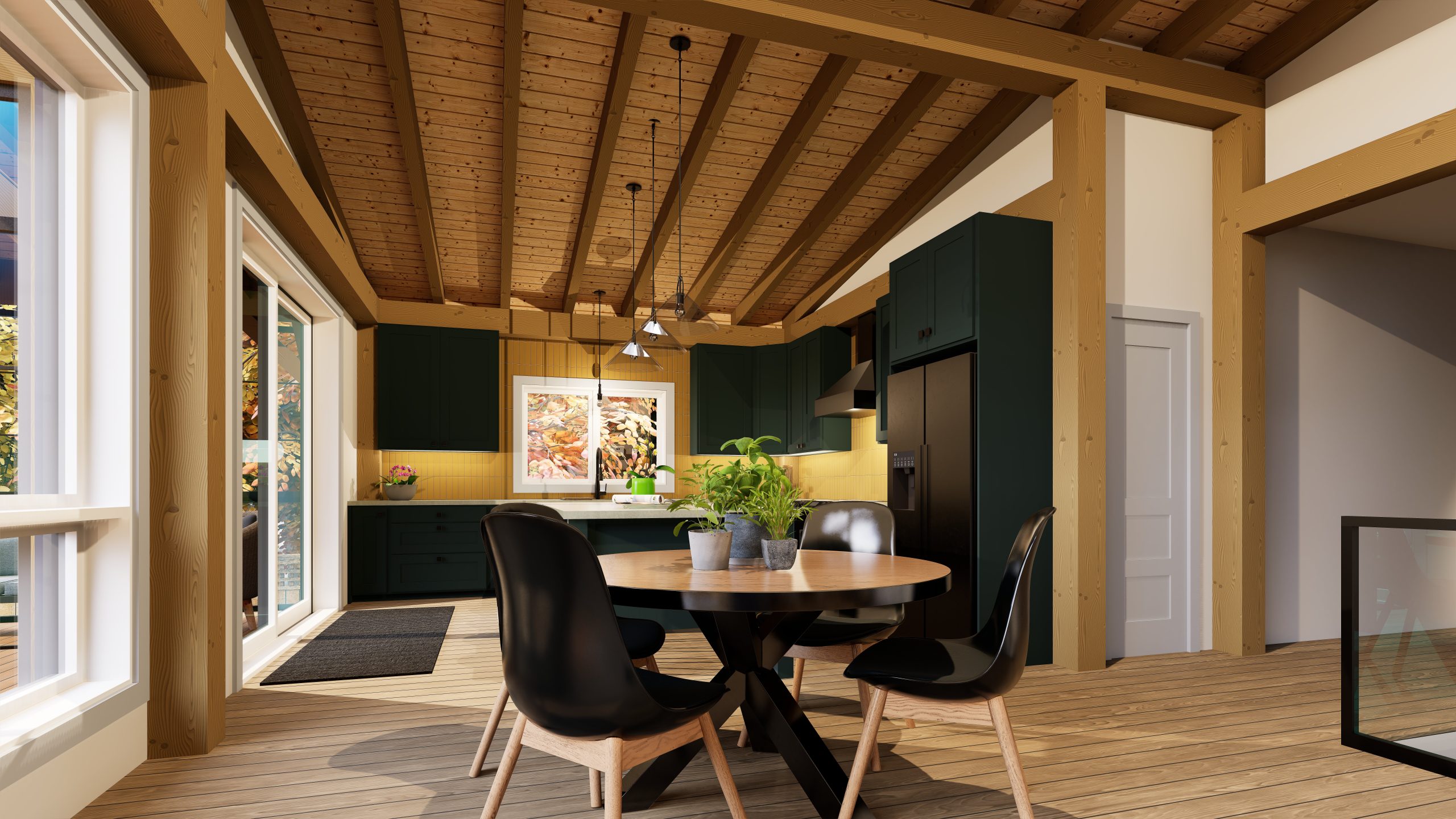 Energy Efficient House Plan The Lakeside 4140 Interior Dining Room Normerica Timber Homes