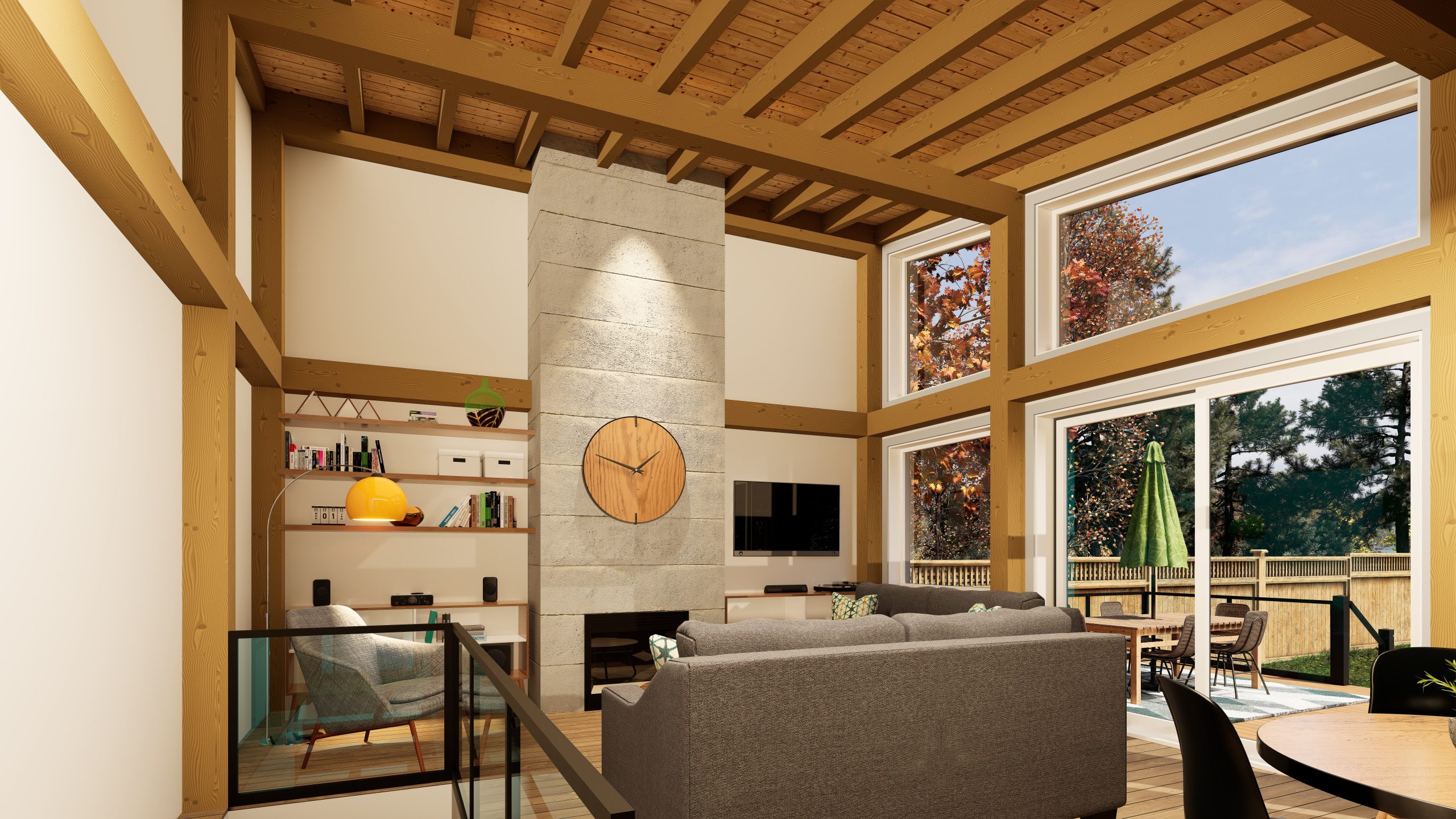 Energy Efficient House Plan The Lakeside 4140 Interior Living Room Normerica Timber Homes