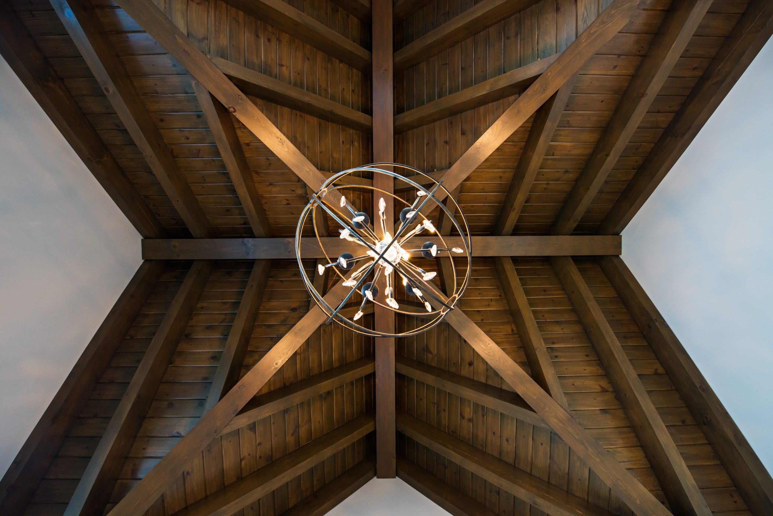 perfect harmony custom timber frame waterfront residence master bedroom ceiling