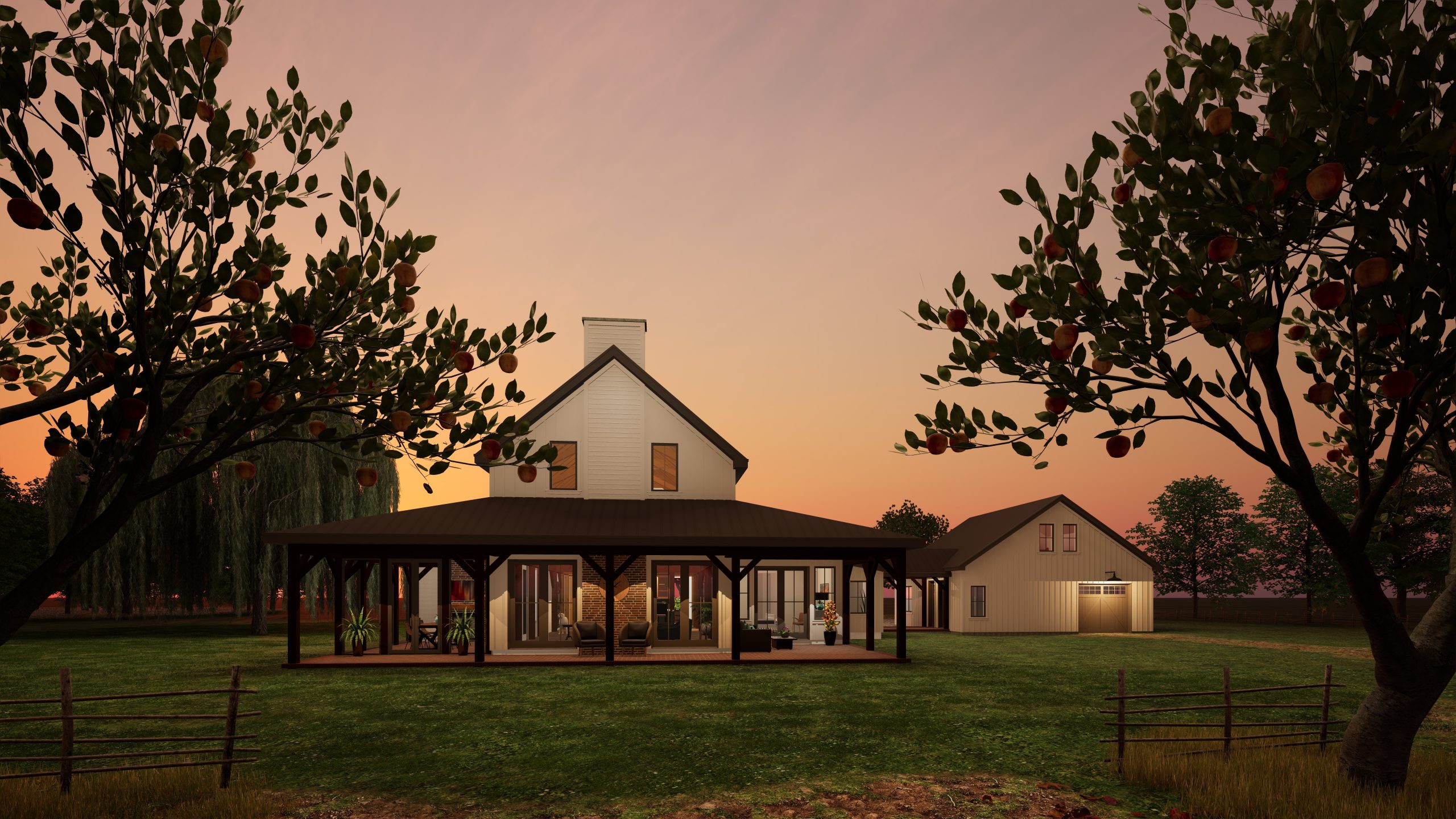 Brookside 4141 Barndominium Timber Frame House Plan Normerica Exterior Rear View